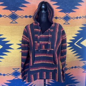 Vintage 90’s Baja Jacket Hooded Sweater Poncho. Medium. Unisex. Made In Mexico.